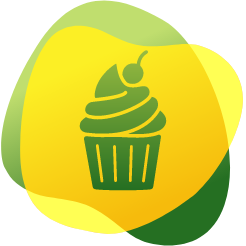 Ikona dortíku, která ilustruje velké množství cukru v jídle.